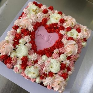 sqaure cake and proud valentines cake
